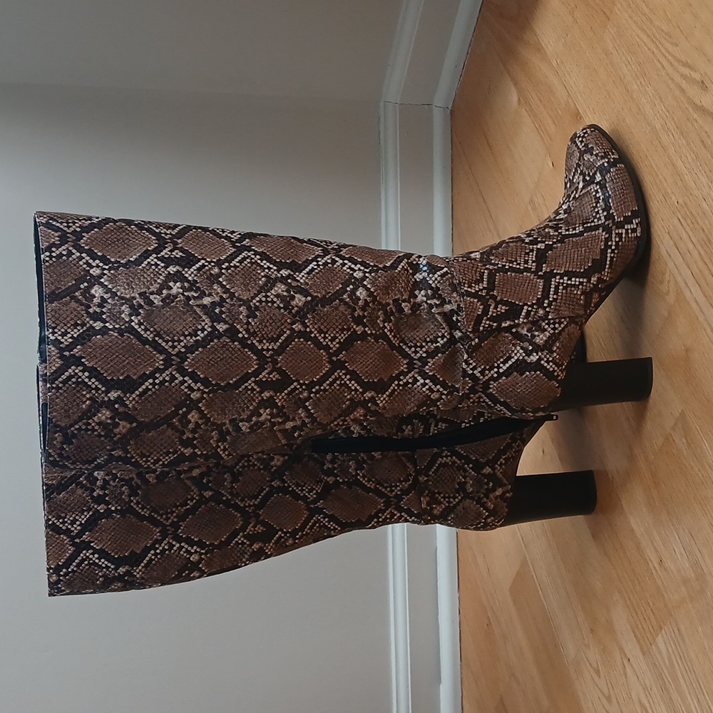 Snakeskin knee boots